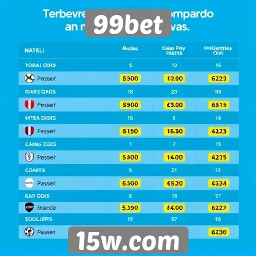 Comparativo de odds entre 99bet e concorrentes